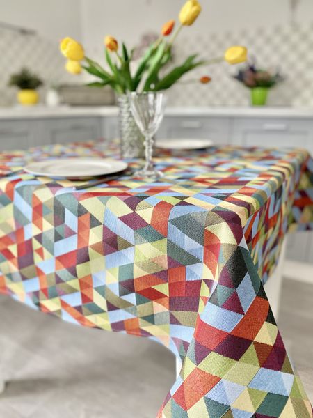 Tapestry tablecloth GEO223, 137x220, Rectangular, Everyday, Without lurex, 75% polyester, 22% cotton, 3% acrylic