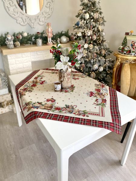 Tapestry tablecloth RUNNER1385, 97х100, 100, 97, Square, New Year's, Golden lurex, 70% polyester, 23% cotton, 3% acrylic, 4% metal fibre, Tapestry