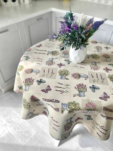 Tapestry tablecloth SKG21, Ø200, Round, Everyday, Without lurex, 75% polyester, 22% cotton, 3% acrylic