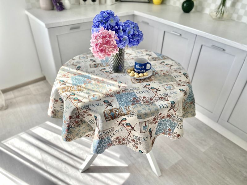 Tapestry tablecloth EDEN468, Ø90, Round, Everyday, Without lurex, 75% polyester, 22% cotton, 3% acrylic