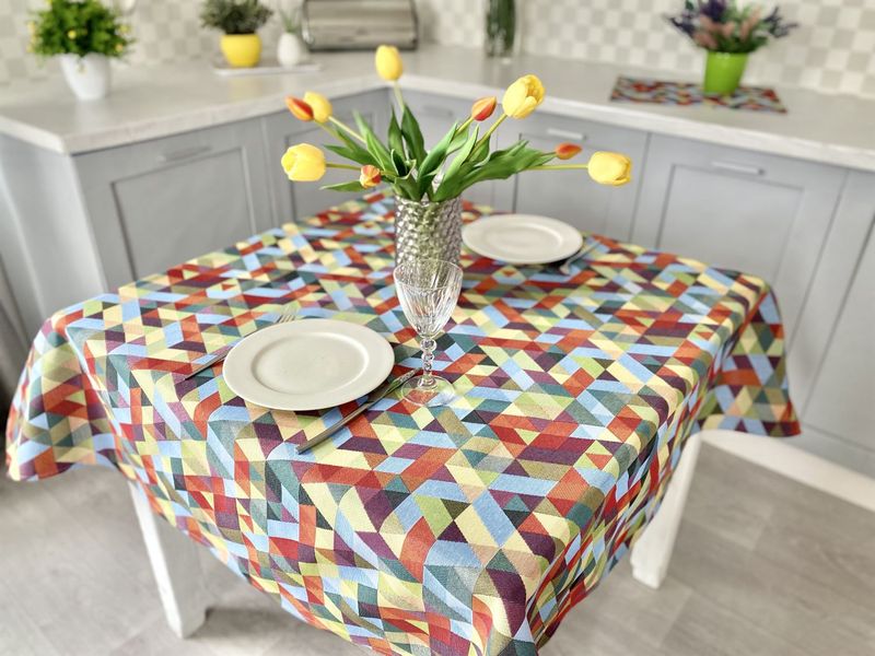 Tapestry tablecloth GEO223, 137x220, Rectangular, Everyday, Without lurex, 75% polyester, 22% cotton, 3% acrylic