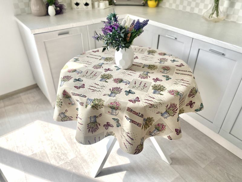 Tapestry tablecloth SKG21, Ø200, Round, Everyday, Without lurex, 75% polyester, 22% cotton, 3% acrylic