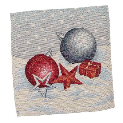 Tapestry placemat RUNNER904 "Stars & Balls", 17x18, Square, New Year's, Without lurex, 75% polyester, 22% cotton, 3% acrylic