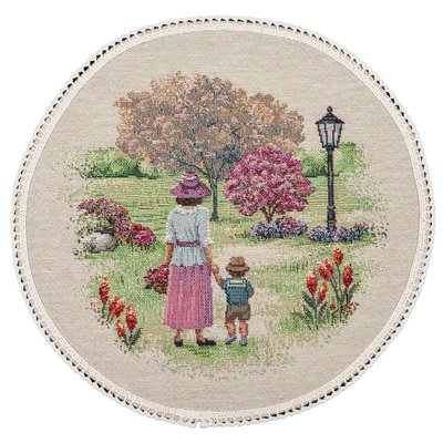 Tapestry placemat with lace ROUND1185M-25D