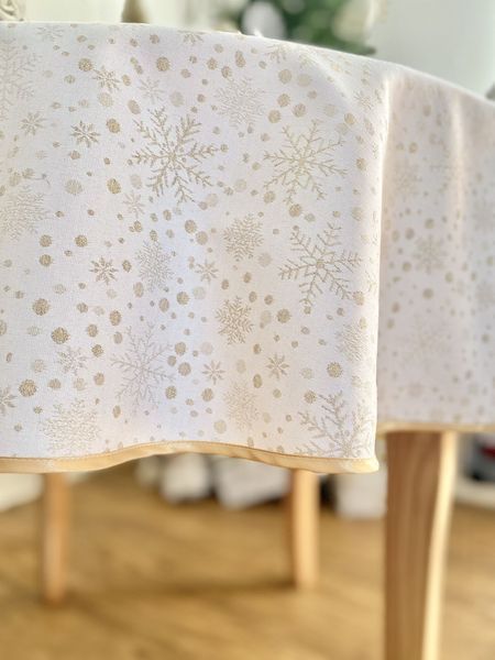 Double-sided tablecloth with Teflon coating FGT02-EDEN011, &Oslash;160, Round, New Year's, With Teflon coating and golden lurex, 94% polyester, 6% lurex, Double-sided
