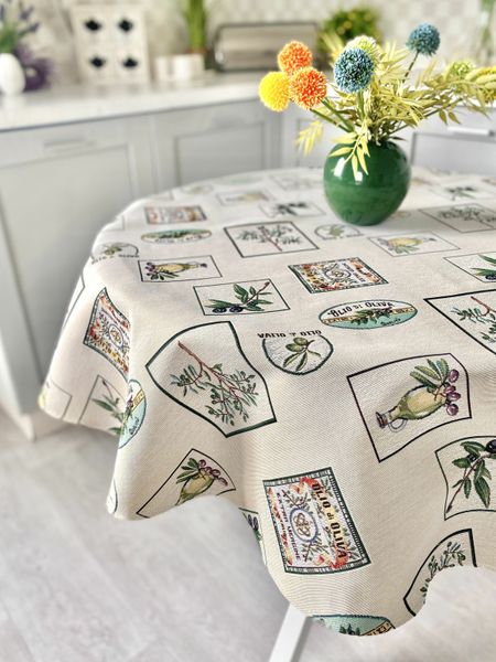 Tapestry tablecloth EDEN057, Ø200, Round, Everyday, Without lurex, 75% polyester, 22% cotton, 3% acrylic