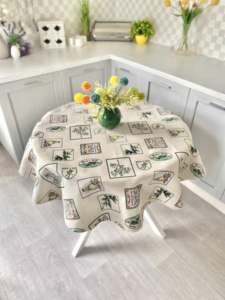 Tapestry tablecloth EDEN057, Ø200, Round, Everyday, Without lurex, 75% polyester, 22% cotton, 3% acrylic