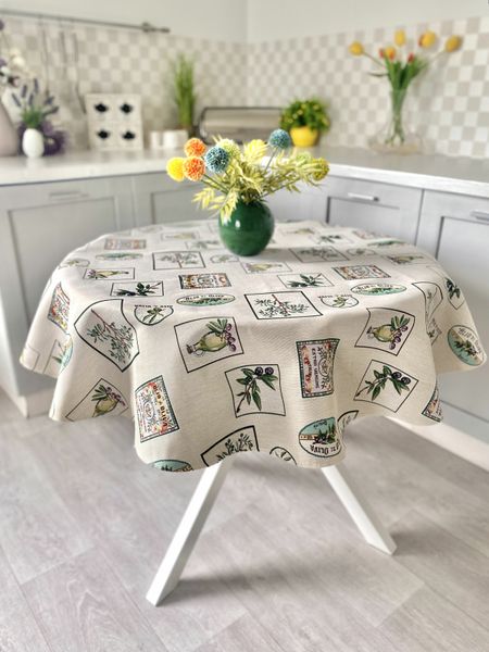 Tapestry tablecloth EDEN057, Ø200, Round, Everyday, Without lurex, 75% polyester, 22% cotton, 3% acrylic