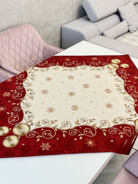 Tapestry tablecloth RUNNER670 "New Year’s Miracle", 97х100, Square, New Year's, Without lurex, 75% polyester, 22% cotton, 3% acrylic