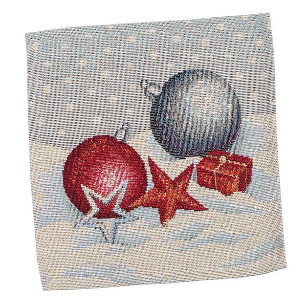 Tapestry placemat RUNNER904 "Stars & Balls", 17x18, Square, New Year's, Without lurex, 75% polyester, 22% cotton, 3% acrylic