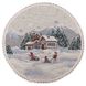 Tapestry placemat with lace ROUND1004M-25D "Winter adventure", Ø25, Round, New Year's, Silver lurex, 75% polyester, 22% cotton, 3% acrylic
