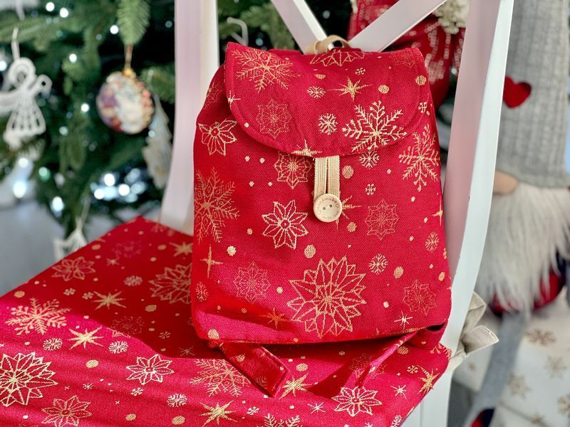 Tapestry backpack for kids ADHARA, 25х37х6, 37, 25, 6, New Year's, Golden lurex, 60% polyester, 40% cotton, Tapestry