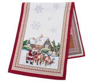 Tapestry table runner FROSTY, 37x100, 100, 37, Rectangular, New Year's, Silver lurex, 60% polyester, 40% cotton, Tapestry