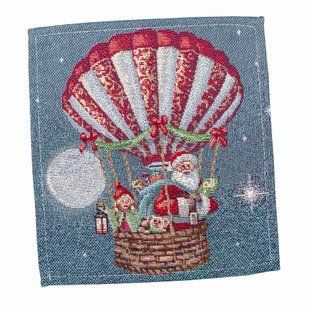 Tapestry placemat RUNNER1213 Holiday Flight, 17x18, Square, New Year's, Silver lurex, 70% polyester, 23% cotton, 3% acrylic, 4% metal fibre, Tapestry