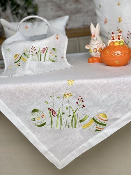 Embroidered Easter tablecloth SKVV03, 100x100, Square, Easter, Embroidery, 100% linen