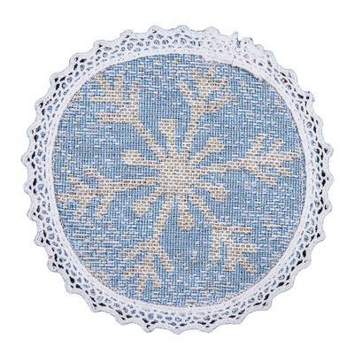 Tapestry placemat with lace VILLAGE, Ø10, Round, New Year's, Silver lurex, 75% polyester, 22% cotton, 3% acrylic