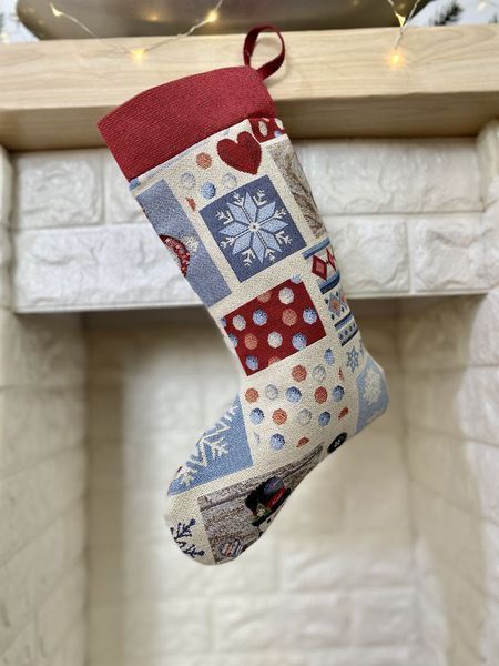 Tapestry gift sock EDEN324, 25х37х6, 37, 25, 6, New Year's, Silver lurex, 70% polyester, 23% cotton, 3% acrylic, 4% metal fibre, Tapestry