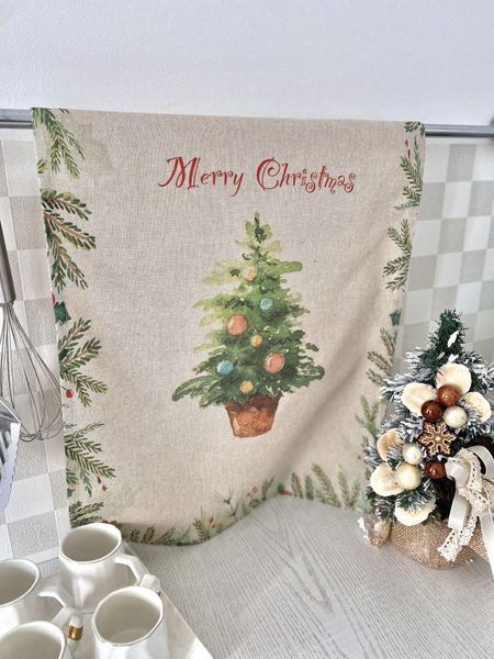 Set of 2 kitchen towels "Tree and Toy" SET TOWELS-23, 45x65, Rectangular, New Year's, Print, 100% cotton, 2 pcs.