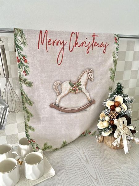 Set of 2 kitchen towels "Tree and Toy" SET TOWELS-23, 45x65, Rectangular, New Year's, Print, 100% cotton, 2 pcs.