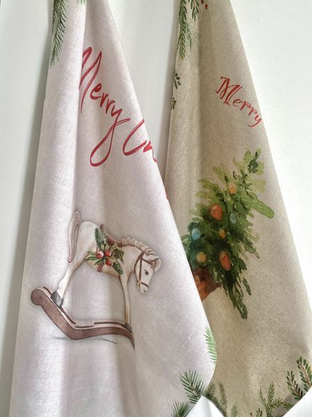 Set of 2 kitchen towels "Tree and Toy" SET TOWELS-23, 45x65, Rectangular, New Year's, Print, 100% cotton, 2 pcs.
