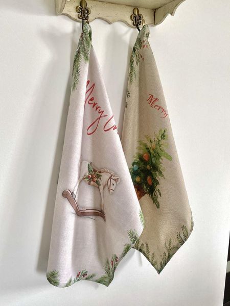 Set of 2 kitchen towels "Tree and Toy" SET TOWELS-23, 45x65, Rectangular, New Year's, Print, 100% cotton, 2 pcs.