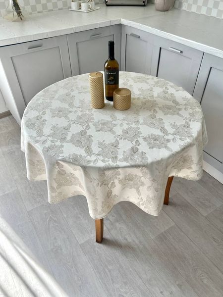 Water-repellent tablecloth ROSA B LINOS-137D, &Oslash;140, Round, Classic, Teflon-coated, 49% polyester, 31% cotton, 20% linen, Water repellent