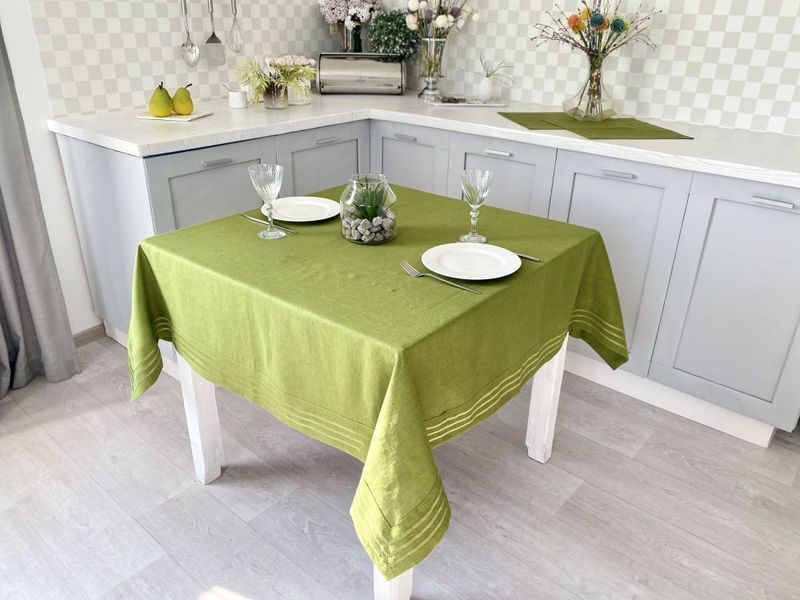 Linen tablecloth SKLB50, 140x140, Rectangular, Monochrome, Embroidery, 100% linen