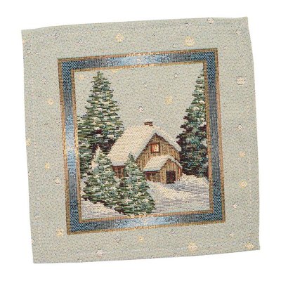 Tapestry placemat RUNNER723 "Christmas in Mountains", 17x18, Square, New Year's, Golden lurex, 70% polyester, 23% cotton, 3% acrylic, 4% metal fibre