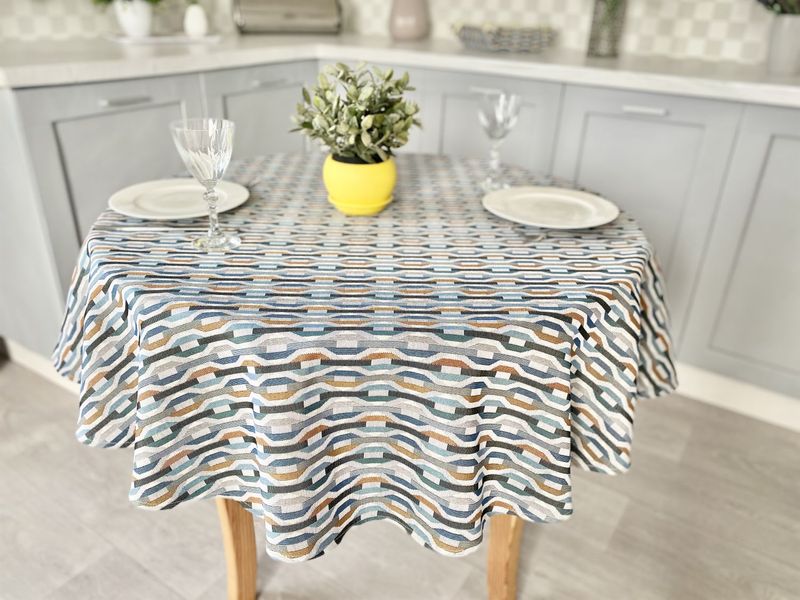 Tapestry tablecloth ZOOM007, Ø200, Round, Everyday, Without lurex, 75% polyester, 22% cotton, 3% acrylic